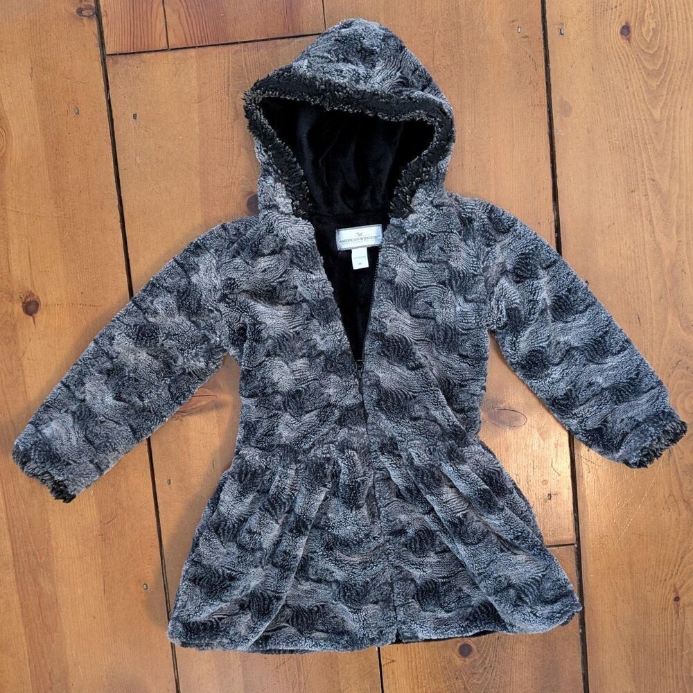 American Widgeon Coat Girls 7 Faux Fur Hooded Fleece Zip Jacket Warm Winter